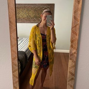 Amazon Yellow 3/4 Sleeve Cardigan